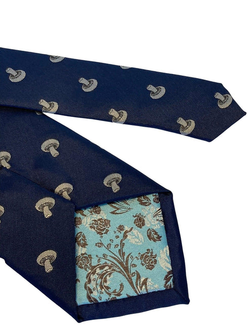 navy mens tie with mushroom design